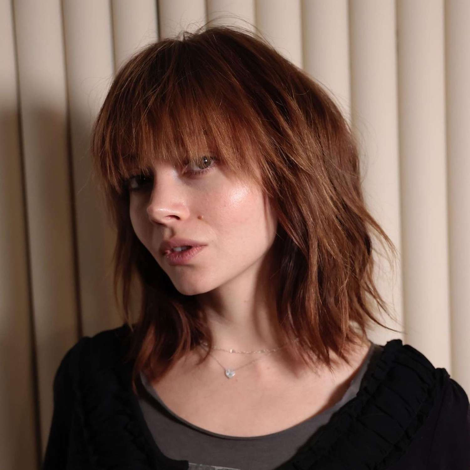 Reddish brown bob